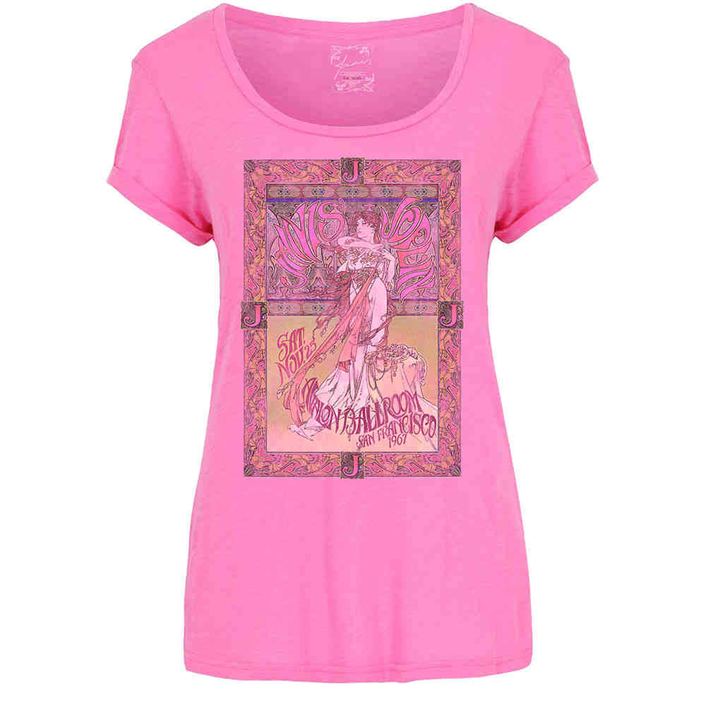 Janis Joplin - Avalon Ballroom '67 Ladies Tshirt - Pink